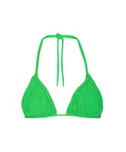 matcha skyla triangle top in bright green with handwoven macramé detailing