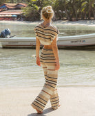 Pacific beige stripe Renee crop top made of lightweight, intricately woven fabric with a romantic boho style