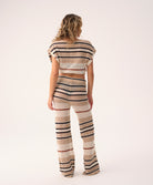 Pacific beige stripe Renee crop top made of lightweight, intricately woven fabric with a romantic boho style