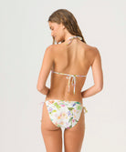 Paradise Bloom Embroidered Tie Side Bottom with tropical floral embroidery, adjustable tie sides, and a flattering low-rise fit.