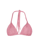 Pink Pearl Isla Triangle Top with handwoven macramé detailing in a classic triangle bikini style