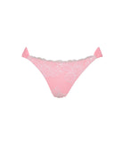 Pitaya Fanned Bottom low-rise pink bikini bottom with fanned sides and floral texture