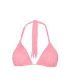 Pitaya Mila Triangle Top soft pink triangle bikini top with adjustable straps and handwoven macramé details