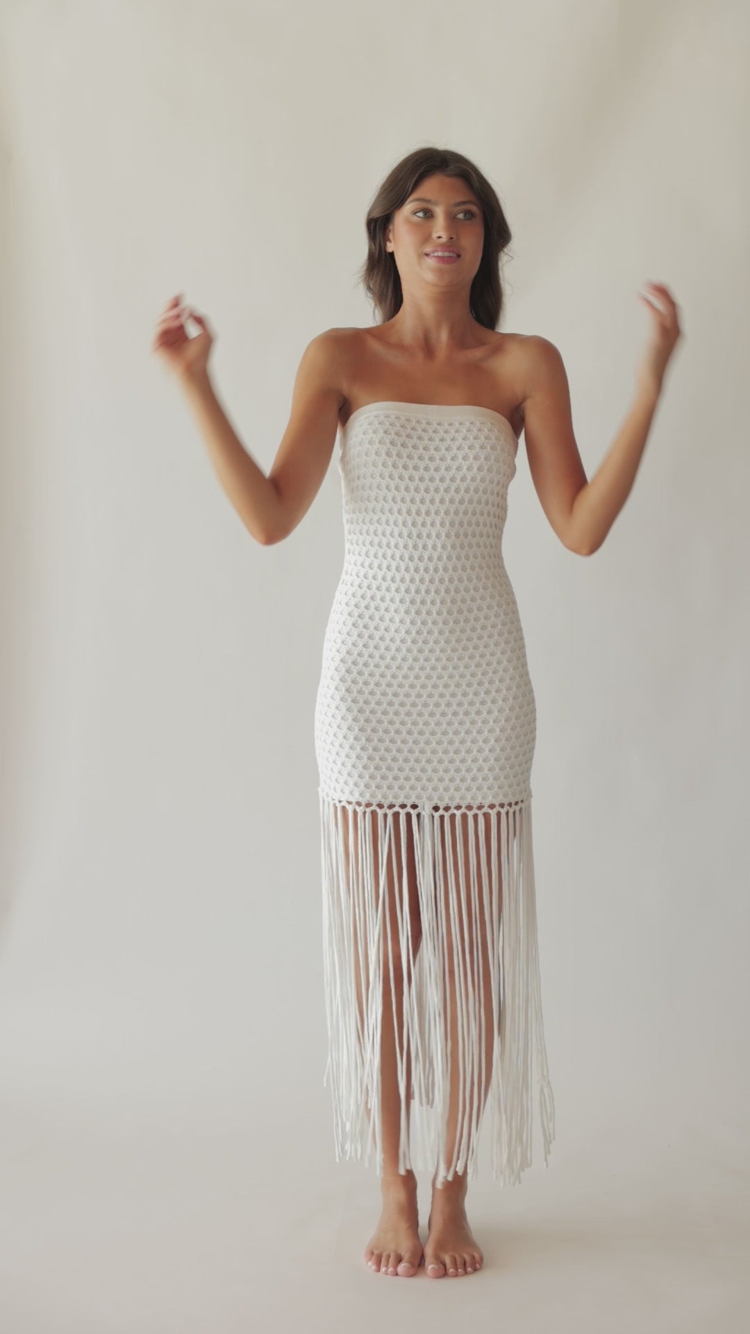 PQ Swim Vanessa Strapless Fringe Dress - Bohemian Beach Party Mini Dress