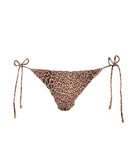 Raja Embroidered Lettuce Edge Tie Side Bottom leopard print bikini bottom with beaded embroidery and tie sides