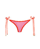 Rosé Tia Crochet Tie Side Bottom with soft pink crochet, red color-blocked trim, adjustable side ties, and a flattering low-rise fit.