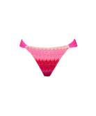 Scarlette High-waisted fanned bikini bottom in chevron pink and red with gold shimmer