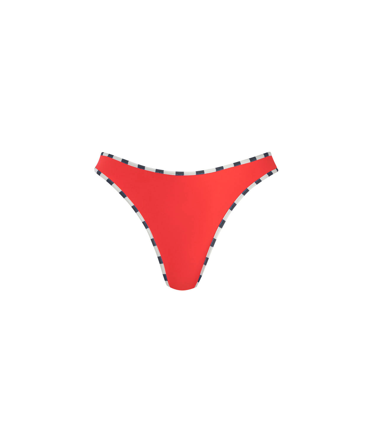 Sunset Waves Sarah Bottom in passion red bikini bottom with contrast piping and mid-rise fit