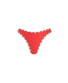 Sunset Waves Sarah Bottom in passion red bikini bottom with contrast piping and mid-rise fit