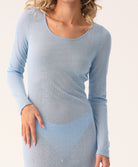 Tallulah Blue Ada Cover-Up in soft baby blue; a sheer, floor-length piece