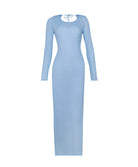 Ada Cover-Up in soft baby blue; a sheer, floor-length piece