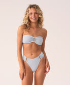 tallulah detail strapless blue bandeau bikini top