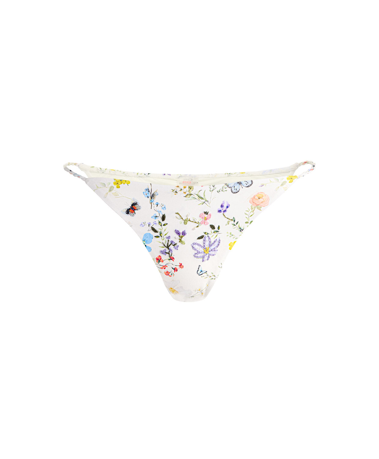 Twisting Vines Embroidered Rope Bottom with hand-embroidered florals, butterfly motifs, and twisted rope sides.