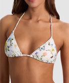 Twisting Vines Rope Triangle Top with hand-embroidered floral and butterfly motifs and twisted rope straps