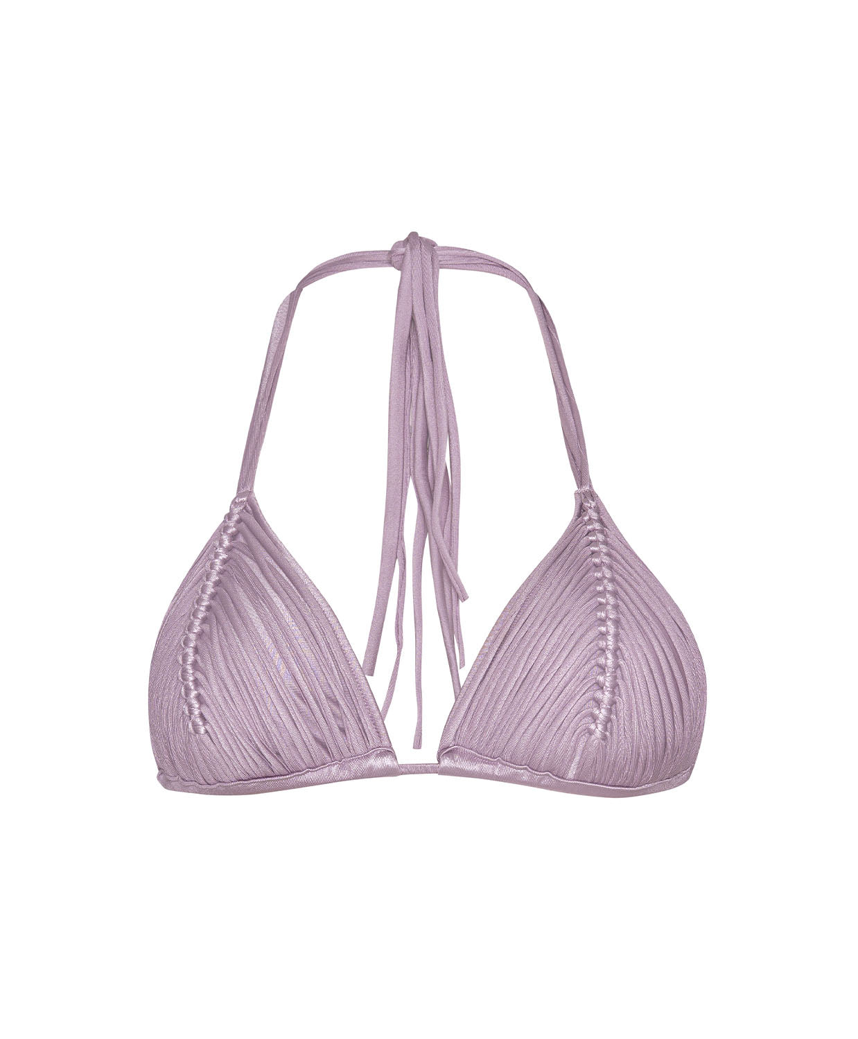 Violet Sands Isla Triangle Top with handwoven macramé detailing in light purple