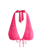 Vivid Pink Macrame Halter Top with intricate knotted detailing and halter neckline