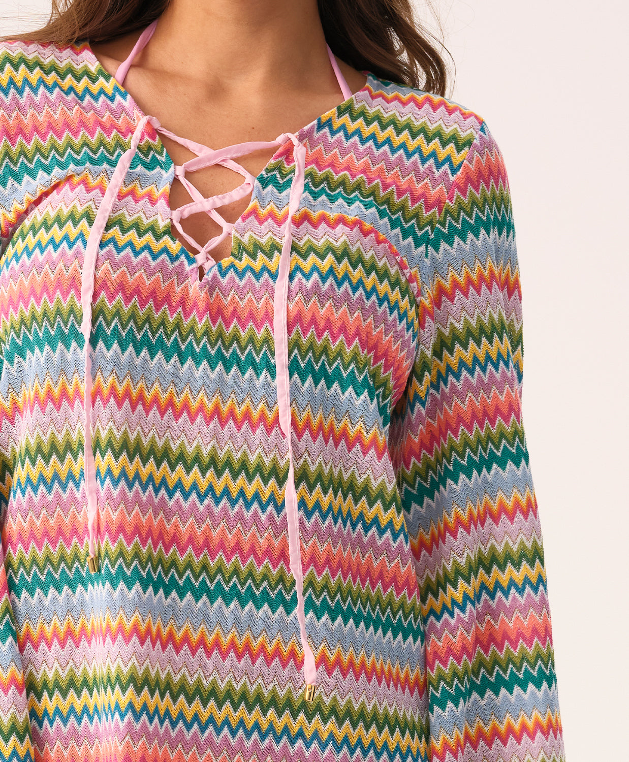 Colorful Ziggy Noah Tunic with bell sleeves and crisscross ties