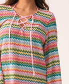 Colorful Ziggy Noah Tunic with bell sleeves and crisscross ties