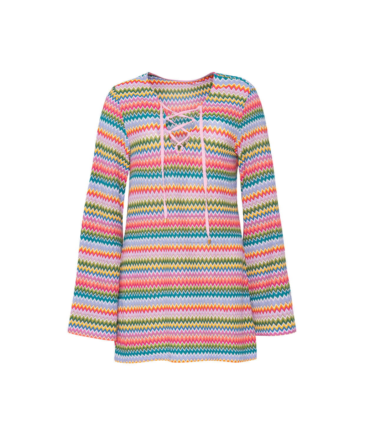 Colorful Ziggy Noah Tunic with bell sleeves and crisscross ties