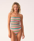 Colorful Ziggy Ruched One-Piece Swimsuit with strapless design