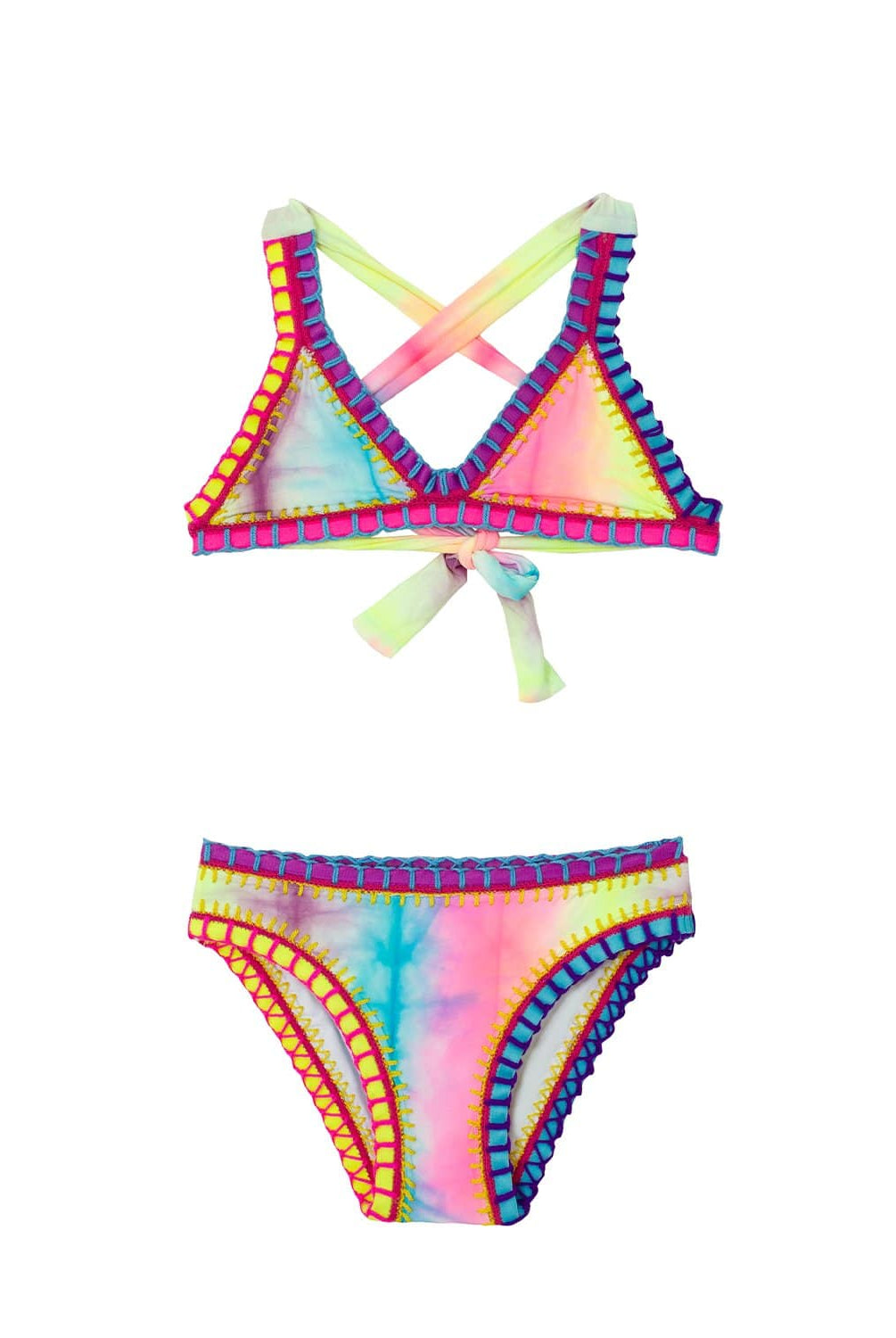 Kids Tie Dye Rainbow Embroidered Bikini - PQ Swim (PilyQ)